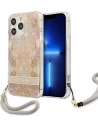 Etui Guess GUHCP13LHFLSD Apple iPhone 13 Pro zlatý/gold hardcase Flower Strap