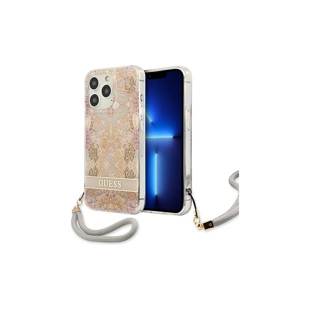 Hurtownia GSM - Etui Guess GUHCP13LHFLSD Apple iPhone 13 Pro złoty/gold hardcase Flower Strap - GUE1760GLD - {ean13} - Hurt
