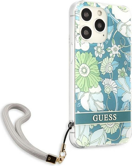 Kryt Guess GUHCP13LHFLSN Apple iPhone 13 Pro green hardcase Flower Strap