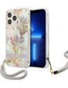 Wholesale Guess GUHCP13LHFLSU Apple iPhone 13 Pro purple hardcase Flower Strap - GUE1762PRP - {ean13} - Hurt