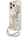 Wholesale Guess GUHCP13LHFLSU Apple iPhone 13 Pro purple hardcase Flower Strap - GUE1762PRP - {ean13} - Hurt