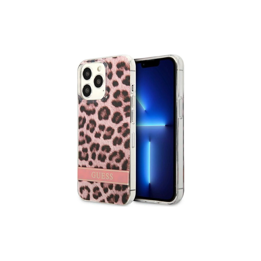 Wholesale Guess GUHCP13LHSLEOP Apple iPhone 13 Pro pink hardcase Leopard - GUE1764PNK - {ean13} - Hurt