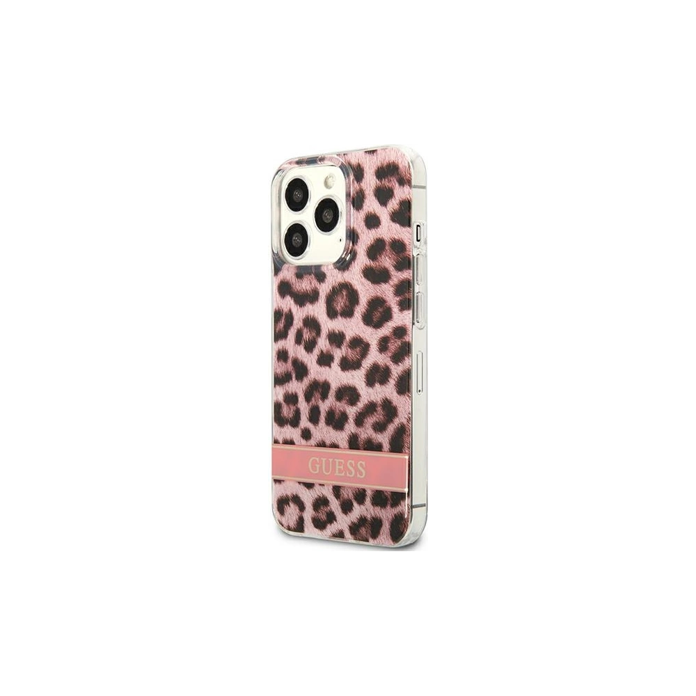 Wholesale Guess GUHCP13LHSLEOP Apple iPhone 13 Pro pink hardcase Leopard - GUE1764PNK - {ean13} - Hurt