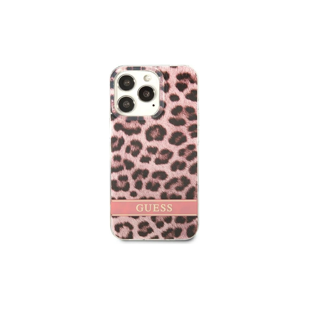 Wholesale Guess GUHCP13LHSLEOP Apple iPhone 13 Pro pink hardcase Leopard - GUE1764PNK - {ean13} - Hurt