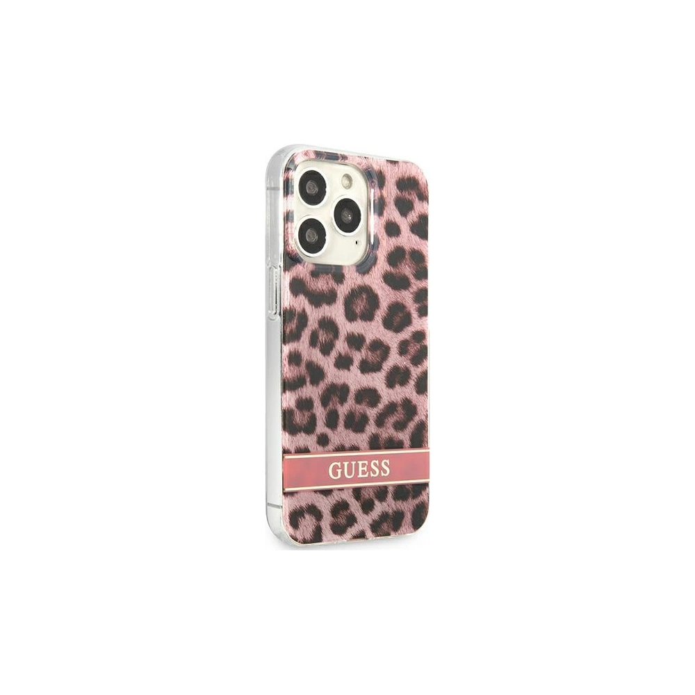 Wholesale Guess GUHCP13LHSLEOP Apple iPhone 13 Pro pink hardcase Leopard - GUE1764PNK - {ean13} - Hurt