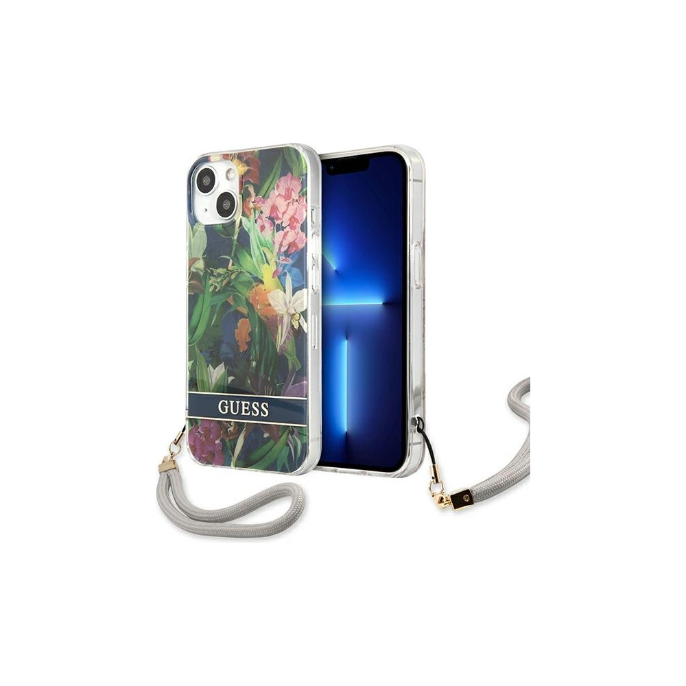 Hurtownia GSM - Etui Guess GUHCP13MHFLSB Apple iPhone 13 modrý/blue hardcase Flower Strap - GUE1767BLU - {ean13} - Hurt