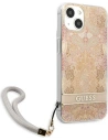 Wholesale Guess GUHCP13MHFLSD Apple iPhone 13 gold hardcase Flower Strap - GUE1768GLD - {ean13} - Hurt