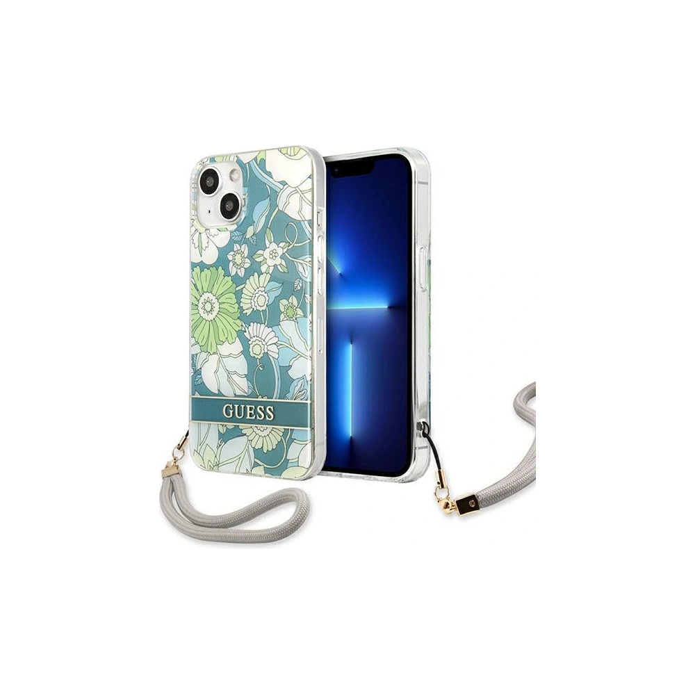 Hurtownia GSM - Case Guess GUHCP13MHFLSN Apple iPhone 13 grün/hardcase Flower Strap - GUE1769GRN - {ean13} - Hurt