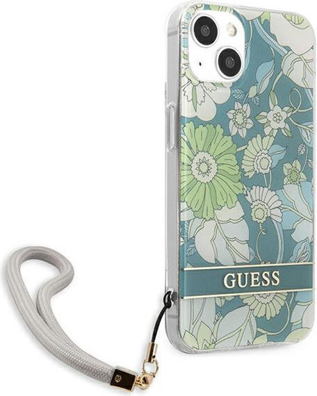 Kryt Guess GUHCP13MHFLSN Apple iPhone 13 green hardcase Flower Strap