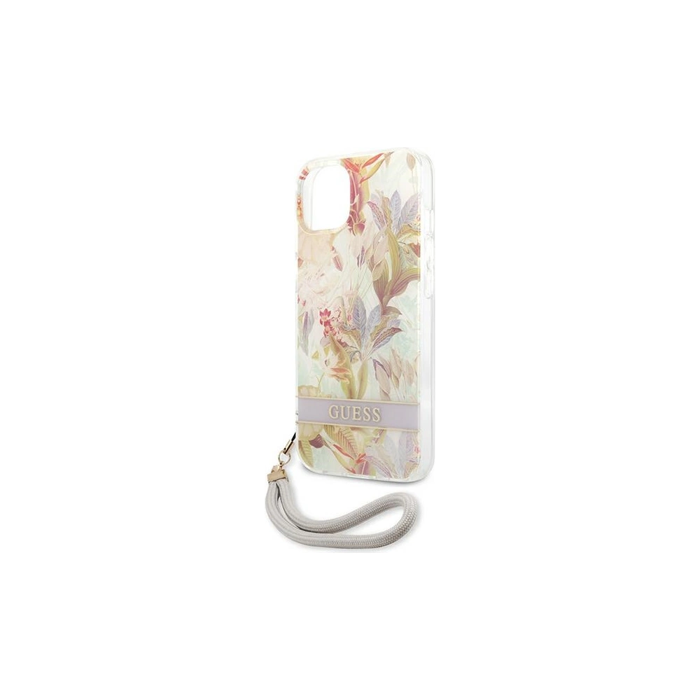 Wholesale Guess GUHCP13MHFLSU Apple iPhone 13 purple hardcase Flower Strap - GUE1770PRP - {ean13} - Hurt