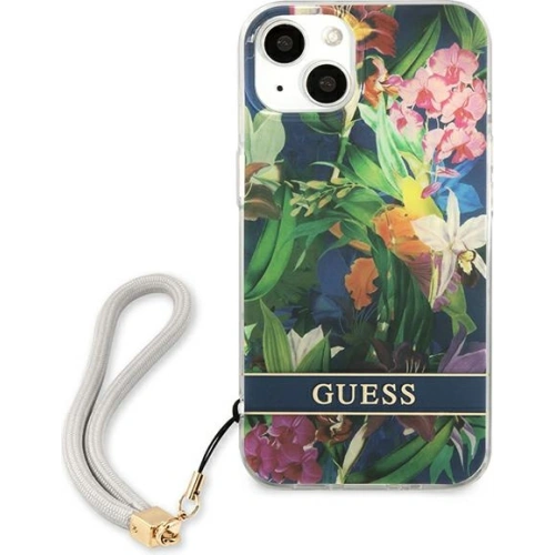 Etui Guess GUHCP13SHFLSB Apple iPhone 13 mini niebieski/blue hardcase Flower Strap