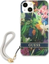 Wholesale Guess GUHCP13SHFLSB Apple iPhone 13 mini blue hardcase Flower Strap - GUE1773BLU - {ean13} - Hurt