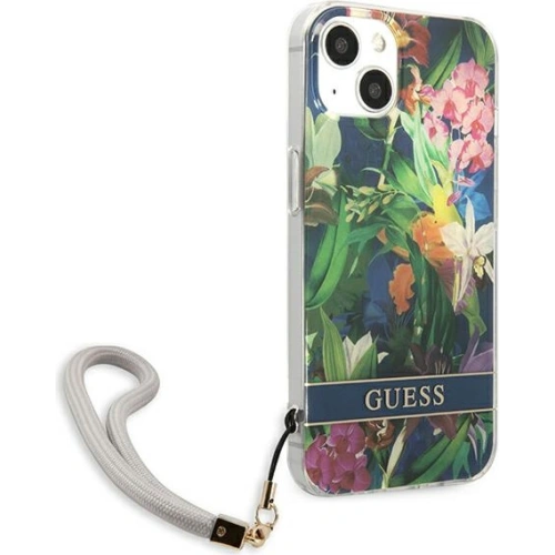 Etui Guess GUHCP13SHFLSB Apple iPhone 13 mini niebieski/blue hardcase Flower Strap