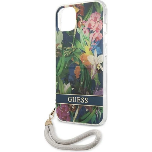 Etui Guess GUHCP13SHFLSB Apple iPhone 13 mini niebieski/blue hardcase Flower Strap