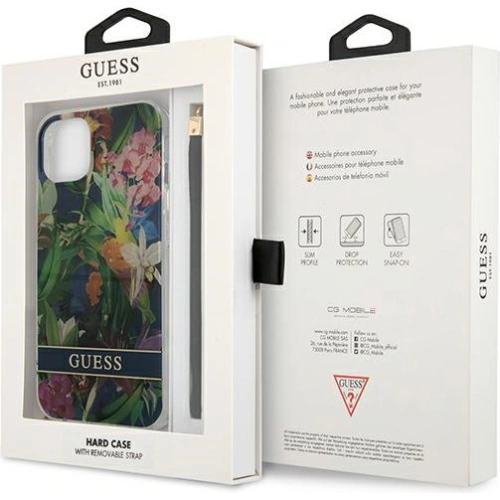 Etui Guess GUHCP13SHFLSB Apple iPhone 13 mini niebieski/blue hardcase Flower Strap