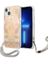 Guess GUHCP13SHFLSD Apple iPhone 13 mini gold hardcase Flower Strap