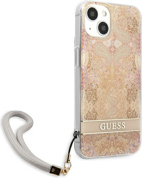 Kryt Guess GUHCP13SHFLSD Apple iPhone 13 mini gold hardcase Flower Strap