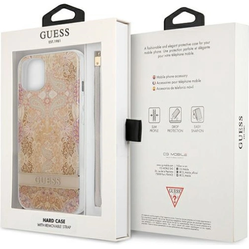 Etui Guess GUHCP13SHFLSD Apple iPhone 13 mini złoty/gold hardcase Flower Strap