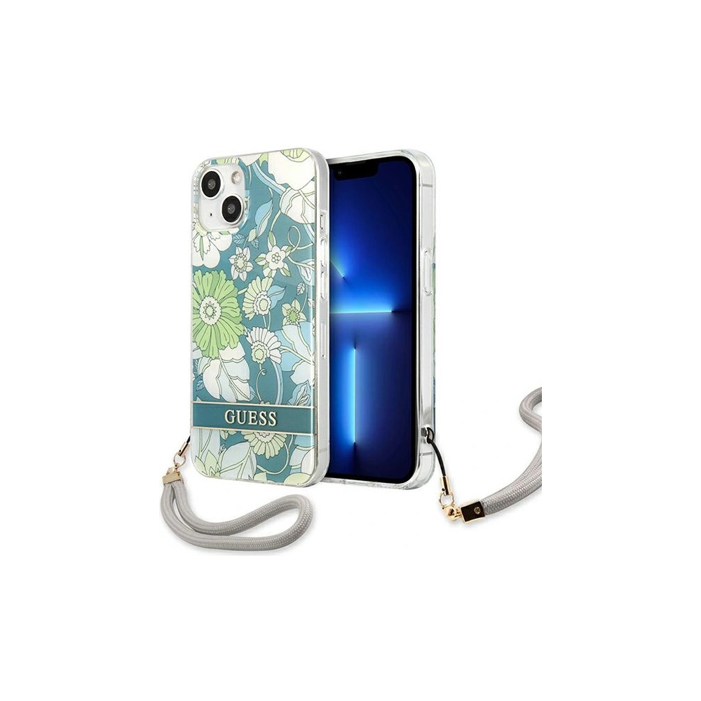 Hurtownia GSM - Etui Guess GUHCP13SHFLSN Apple iPhone 13 mini zelený/green hardcase Flower Strap - GUE1775GRN - {ean13} - Hurt