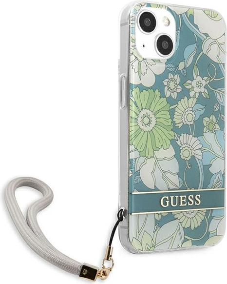 Kryt Guess GUHCP13SHFLSN Apple iPhone 13 mini green hardcase Flower Strap