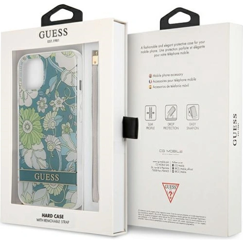 Etui Guess GUHCP13SHFLSN Apple iPhone 13 mini zielony/green hardcase Flower Strap