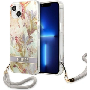 Hurtownia GSM - Case Guess GUHCP13SHFLSU Apple iPhone 13 mini lila/purple Hardcase mit Flower Strap - GUE1776PRP - {ean13} - Hurt