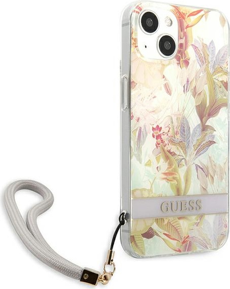 Kryt Guess GUHCP13SHFLSU Apple iPhone 13 mini purple hardcase Flower Strap