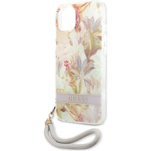 Hurtownia GSM - Case Guess GUHCP13SHFLSU Apple iPhone 13 mini lila/purple Hardcase mit Flower Strap - GUE1776PRP - {ean13} - Hurt