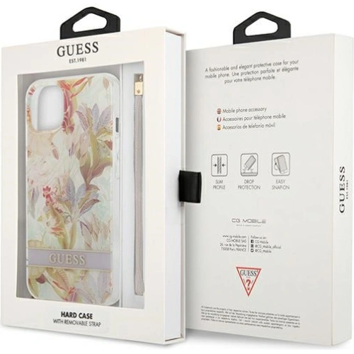 Etui Guess GUHCP13SHFLSU Apple iPhone 13 mini fioletowy/purple hardcase Flower Strap