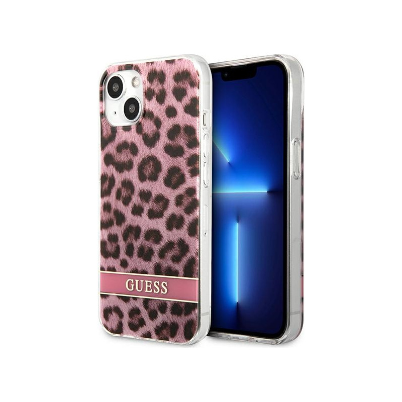Guess Distributor - 3666339047481 - GUE1777PNK - Guess GUHCP13SHSLEOP Apple iPhone 13 mini pink hardcase Leopard - B2B homescreen