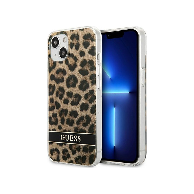 Guess GUHCP13SHSLEOW Apple iPhone 13 mini brown hardcase Leopard