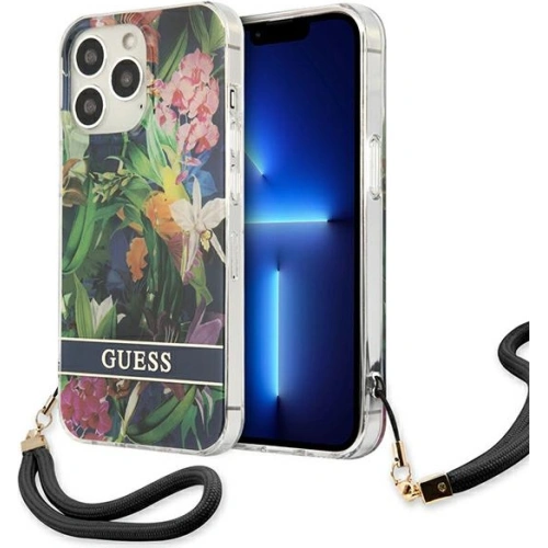 Etui Guess GUHCP13XHFLSB Apple iPhone 13 Pro Max niebieski/blue hardcase Flower Strap