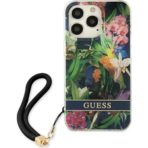 Etui Guess GUHCP13XHFLSB Apple iPhone 13 Pro Max niebieski/blue hardcase Flower Strap