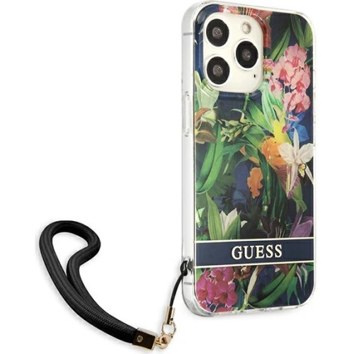 Etui Guess GUHCP13XHFLSB Apple iPhone 13 Pro Max niebieski/blue hardcase Flower Strap