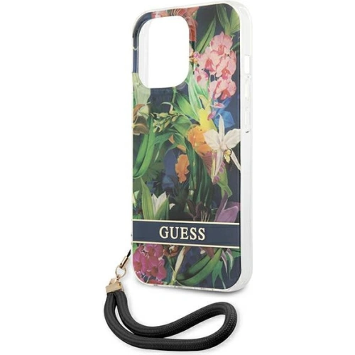 Etui Guess GUHCP13XHFLSB Apple iPhone 13 Pro Max niebieski/blue hardcase Flower Strap