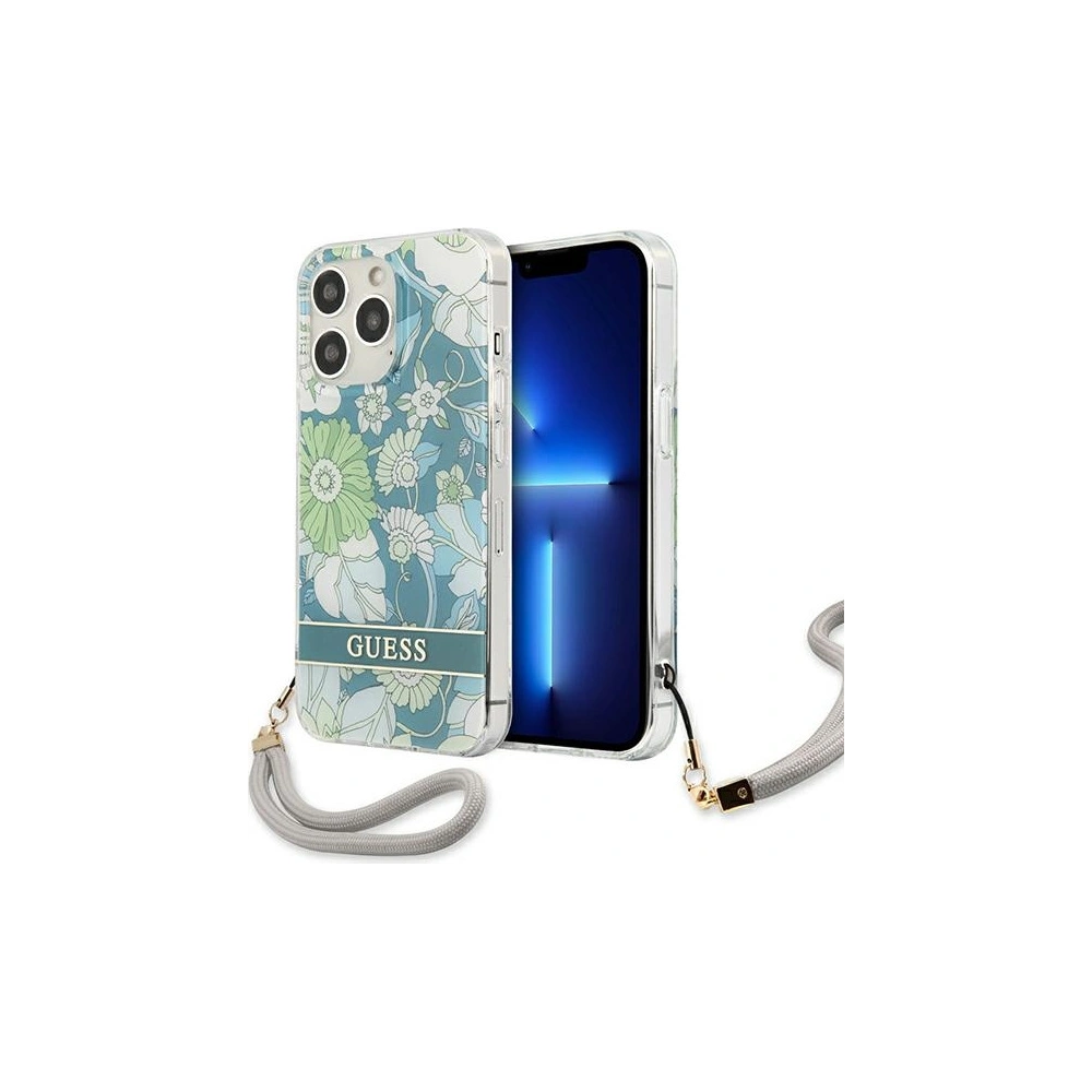 Hurtownia GSM - Etui Guess GUHCP13XHFLSN Apple iPhone 13 Pro Max zelený/green hardcase Flower Strap - GUE1781GRN - {ean13} - Hurt