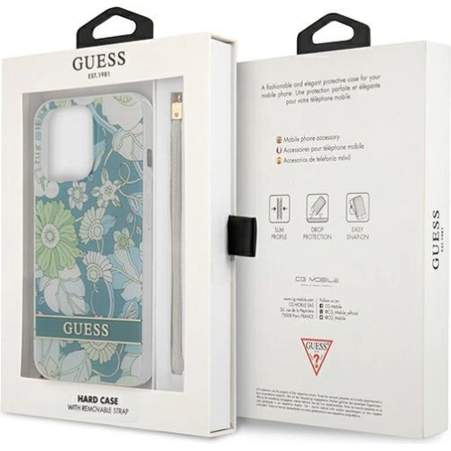 Etui Guess GUHCP13XHFLSN Apple iPhone 13 Pro Max zielony/green hardcase Flower Strap