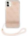 Wholesale Guess GUOHCN61H4STP Apple iPhone 11 pink hardcase 4G Print Strap - GUE1789PNK - {ean13} - Hurt