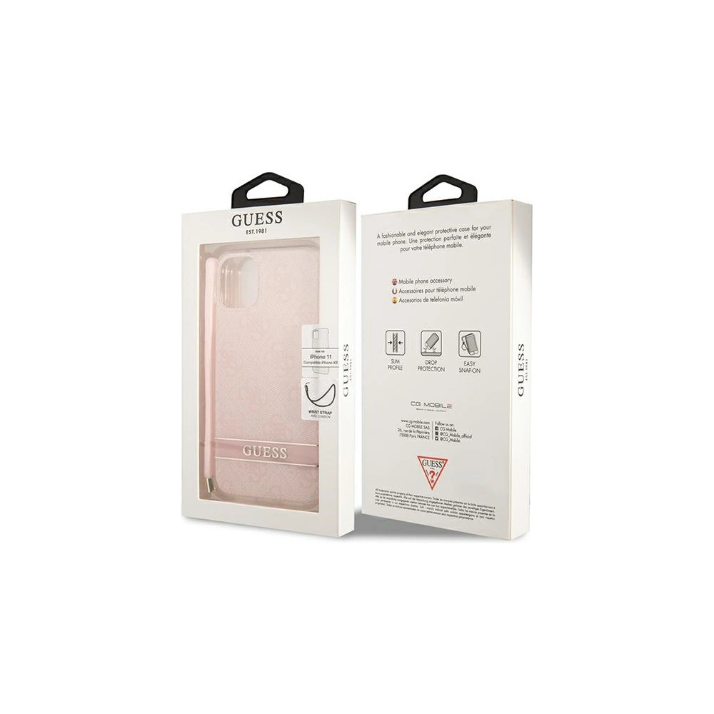 Hurtownia GSM - Etui Guess GUOHCN61H4STP Apple iPhone 11 różowy/pink hardcase 4G Print Strap - GUE1789PNK - {ean13} - Hurt