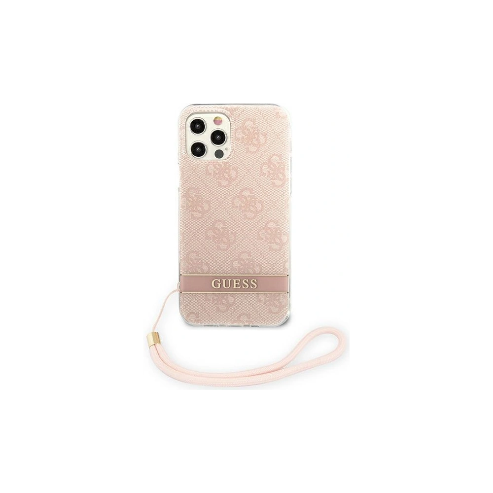 Etui Guess GUOHCP12MH4STP Apple iPhone 12/12 Pro růžový/pink hardcase 4G Print Strap