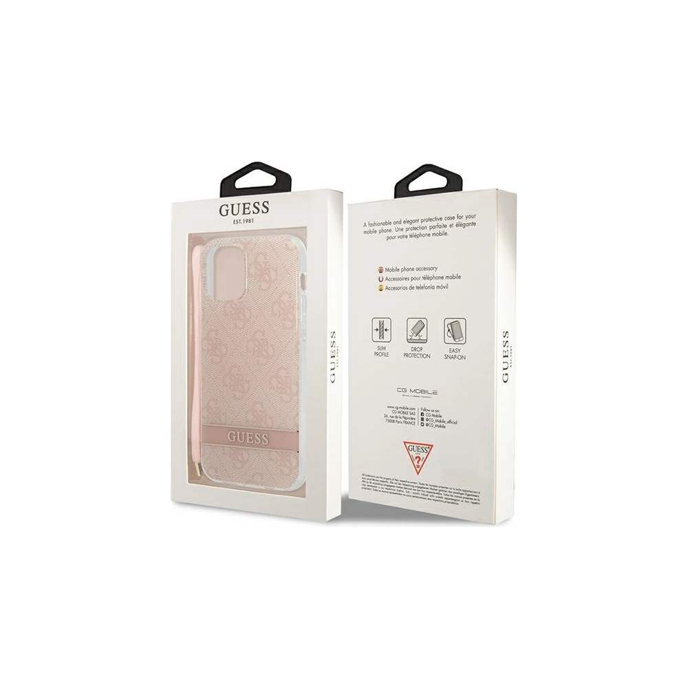 Etui Guess GUOHCP12MH4STP Apple iPhone 12/12 Pro růžový/pink hardcase 4G Print Strap