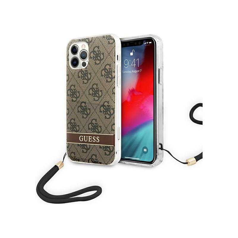Hurtownia Guess - 3666339046415 - GUE1793BR - Etui Guess GUOHCP12MH4STW Apple iPhone 12/12 Pro brązowy/brown hardcase 4G Print Strap - B2B homescreen