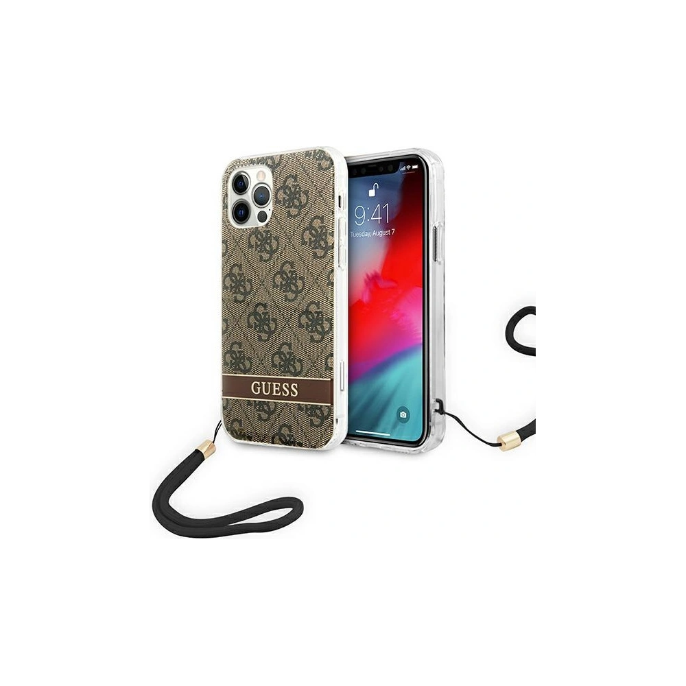 Hurtownia GSM - Etui Guess GUOHCP12MH4STW Apple iPhone 12/12 Pro hnědý/brown hardcase 4G Print Strap - GUE1793BR - {ean13} - Hurt