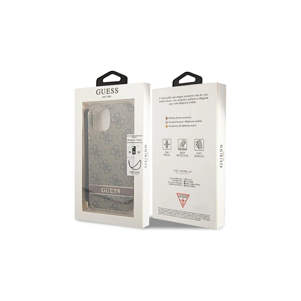 Hurtownia GSM - Case Guess GUOHCP12MH4STW Apple iPhone 12/12 Pro braun/brown hardcase 4G Print Strap - GUE1793BR - {ean13} - Hurt