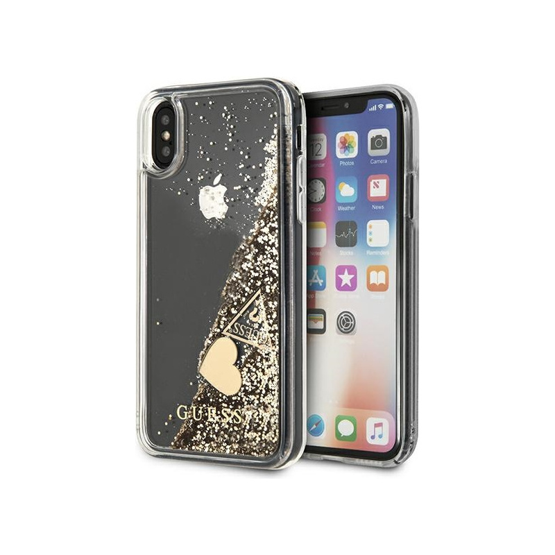 Etui Guess GUOHCPXGLHFLGO Apple iPhone XS/X gold/złoty hard case Glitter Charms