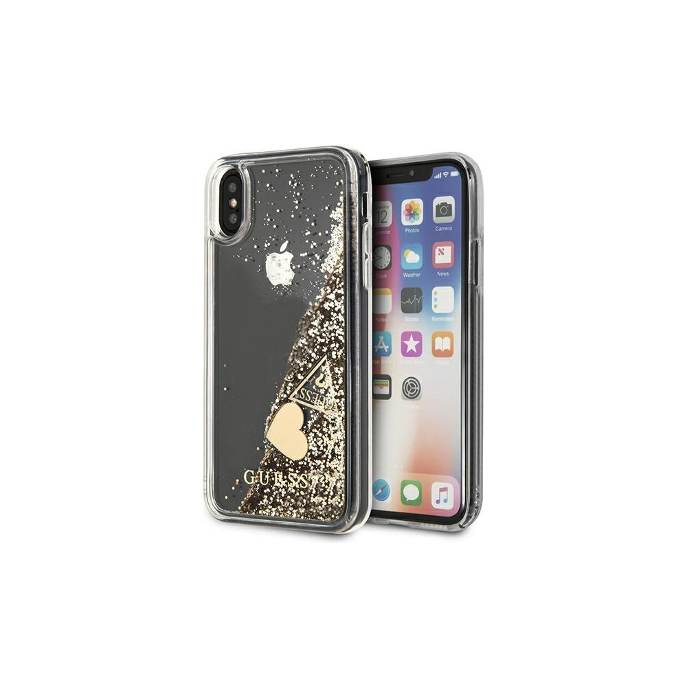 Hurtownia GSM - Etui Guess GUOHCPXGLHFLGO Apple iPhone XS/X gold/złoty hard case Glitter Charms - GUE1794GLD - {ean13} - Hurt