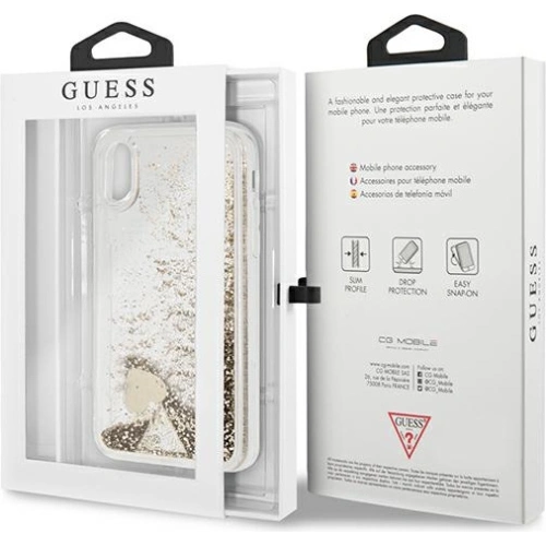 Etui Guess GUOHCPXGLHFLGO Apple iPhone XS/X gold/złoty hard case Glitter Charms