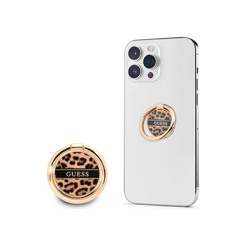 Hurtownia Guess - 3666339050474 - GUE1799BR - Uchwyt na palec Guess Ring stand GURSHCLEOW brązowy/brown Leopard - B2B homescreen