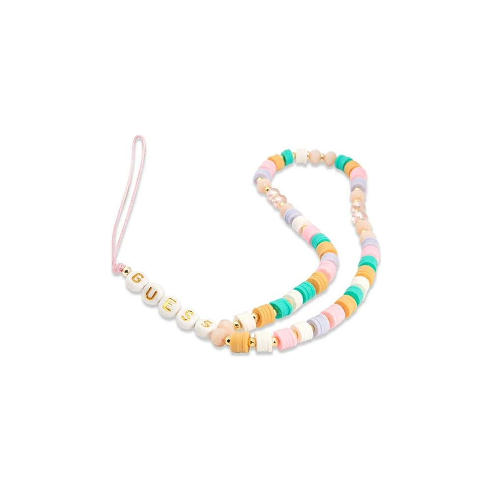 Závěs Guess GUSTFLWP Phone Strap růžový/pink Heishi Beads