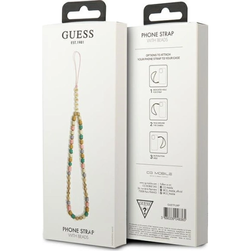 Zawieszka Guess GUSTFLWP Phone Strap różowy/pink Heishi Beads
